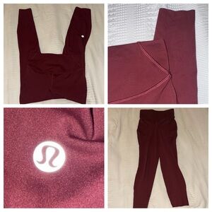 Lululemon size 4 Women's Burgundy High-Waisted Pants leggings seamless yoga